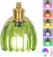 VerRon Rechargeable Battery Operated Wall Sconce with Green Glass Lampshade, Wireless Wall Scone Decor with Remote Control, 15 Colors Gold Wall Light for Bedside Hallway Bedroom Doorway