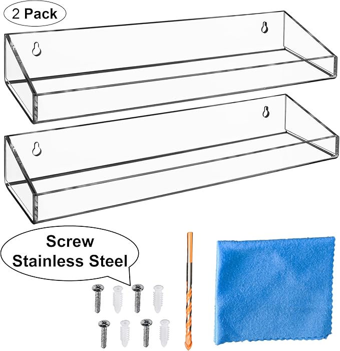 AMT 2 Pack Acrylic Floating Shelves, 15