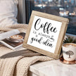 Coffee Wood Decor Coffee Is Always A Good Idea Square Rustic Coffees Decoration Funny Kitchen Wall Art Gift For Cafe Lover Handmade Wood Coffees Decor For Home Office Kitchen Decoration 5.9x5.9 Inch