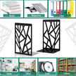 Zonon 6 Pcs Heavy Duty Bookends Decorative Black Metal Bookends for Shelves Book Divider Geometrical Holder Art Design Book Stopper for Home Office School