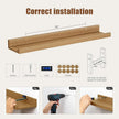 Heimlove 24 inch Picture Ledge Shelf Set of 8,Long Floating Shelves for Wall,Oak Picture Shelf with Lip for Wall Decor,Living Room Bedroom Bookshelf Photo Frames Nursery Book Shelves for Storage