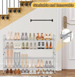 SLEEPING LAMB 2-Tier Long Shoe Rack Organizer for Closet, Stackable Wide Shoe Shelf Holds 18-Pairs Low Shoe Storage for Bedroom, Floor, Entryway (Grey)
