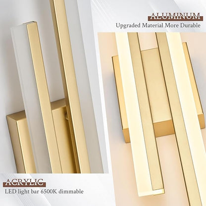 LED Wall Sconce Gold Modern Remote Wall Light Fixtures for Living Room, Dimmable LED Vanity Light Indoor Remote Wall Sconce for Bedside Bedroom Bathroom Dining Room, 31.5inch 1 Pack