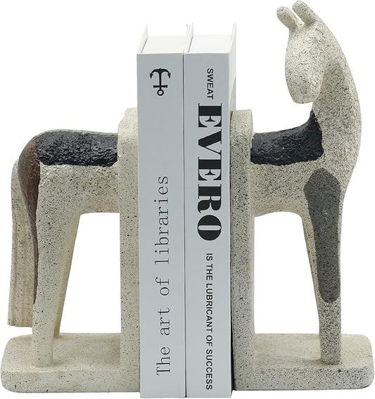 Lukitas Abstract Horse Decorative Bookends Heavy Duty, Modern Minimalist Nordic Ornaments for Office Home Bookshelf Decor, Resin 11''