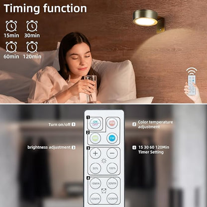 2 Pack Wireless Picture Lights for Wall, Magnetic Gold Rechargeable Picture Light Battery Operated with Remote 3 Lighting Modes Painting Light for Art Display, Battery Wall Lights for Photo Gallery