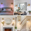 Battery Operated Wall Sconce, Vintage Wall Sconce with Transparent Tulip Glass Lampshade Rechargeable Battery Powered Wall Light with Remote Control for Bedroom,Living Room, Hallway, Aisle