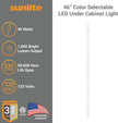Sunlite LED Under Cabinet Lighting Plug in 46 Inch Linkable Under Counter Lights for Kitchen 16 Watts, 120 Volts, 1600 Lumens, Adjustable 3 CCT 3000K-5000K, 50,000 Hour Lifespan, ETL Listed LED Light