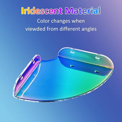 9.5x9.5 Inch Acrylic Corner Floating Shelf Set of 2, Iridescent Corner Wall Shelf for Home Décor, Speakers, Security Cameras, Toileries, Plants, Figures, Cosmetics, Books