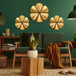 Fourluoo 3 Pack Gold Sunburst Mirrors for Wall Decor Circle Flowers Mirrors Decorative Gold Hanging Wall Art Flowers Mirror for Home Living Dinning Room Bedroom Bathroom Boho Decoration(Floral)