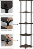 Furinno TURN-N-TUBE Corner Shelf, 5-Tier Corner Bookshelf, Open Storage Shelves, for Organization and Storage, Living Room, Home Office, Garage, Bedroom, Dark Brown Grain