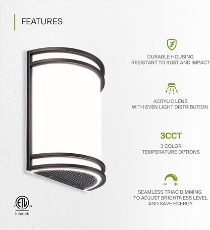 ASD LED Indoor Wall Mount Light Fixture - 10 Inch 15W Modern Interior Oil Rubbed Bronze Dimmable Wall Sconce Light - ETL 3000K 4000K 5000K Adjustable - Hallway, Bedroom LED Wall Lights, 4 Pack