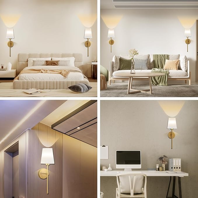 Battery Operated Wall Sconce Set of 2, Rechargeable Wall Lights with Dimmable Detachable Charging Bulbs and Remote, 3 Color Temperature Wireless Sconces for Bedroom Living Room Hallway (Large)