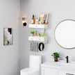 Floating Shelves With Drawers Set of 2, Wall Mounted Bathroom Storage, Rustic Wood Shelves for Bedroom, Living Room, Kitchen, Home Decor, Plants, Books (White)