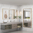 55x30 Gold Bathroom Mirror, Brushed Metal Frame Gold Vanity Mirror, Large Rectangle Mirror for Wall, Rounded Corner, Shatterproof, Anti-Rust (Horizontal/Vertical)