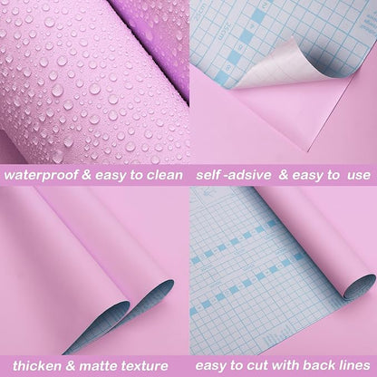 15.7"x394" Pink Peel and Stick Wallpaper - Self Adhesive Lavender Contact Paper for Cabinets, Wallcovering, Furniture, Countertop Vinyl Roll