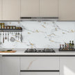 practicalWs Glossy Marble Wallpaper Peel and Stick White/Gold Granite Contact Paper Removable Wall Paper for Kitchen Countertop Cabinet Furniture 11.8