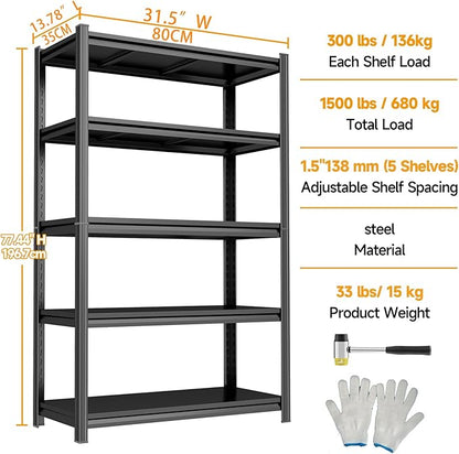 Kitchen Storage Shelves Island with Narrow Space, 78" H Microwave Stand Station with Adjustable Metal Shelve, Stable Steel Structure, Coffee Bar Station Table, Estantes para Cocina, 32" Wx14 Dx78 H