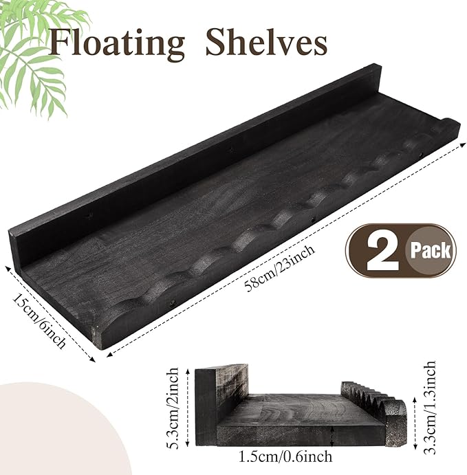 Suzile 2 Pcs Scalloped Shelves Wall Floating Shelves Set for Room, Bathroom, Bedroom, Cute Room Decor Aesthetic and Books, Toys, Photo Frames Storage(23
