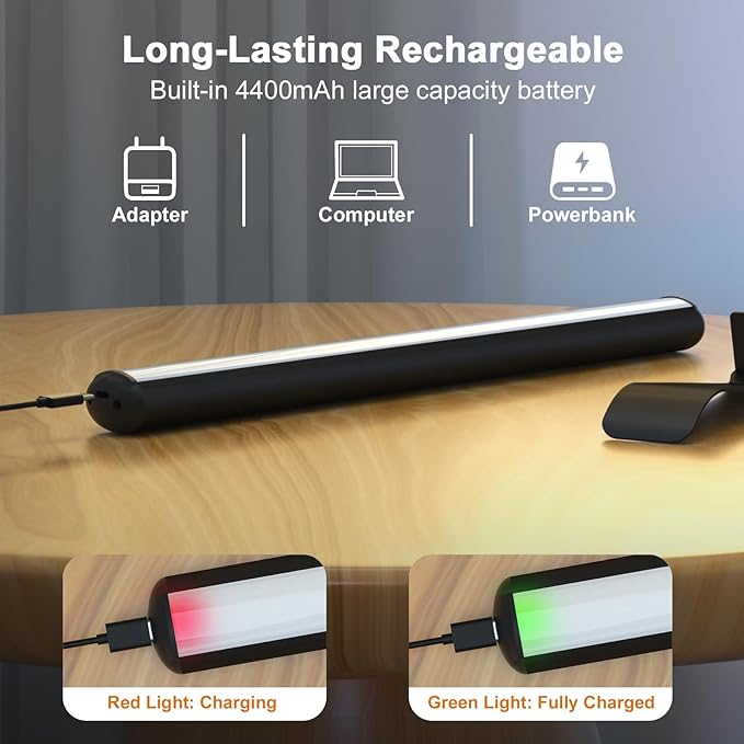 Starxing Picture Light with Remote, Wireless Battery Painting Light with 3 Lighting Colors, 4400mAh Rechargeable Art Light Display Lamp, Dimmable Timer Lamp for Artwork Gallery (Black)