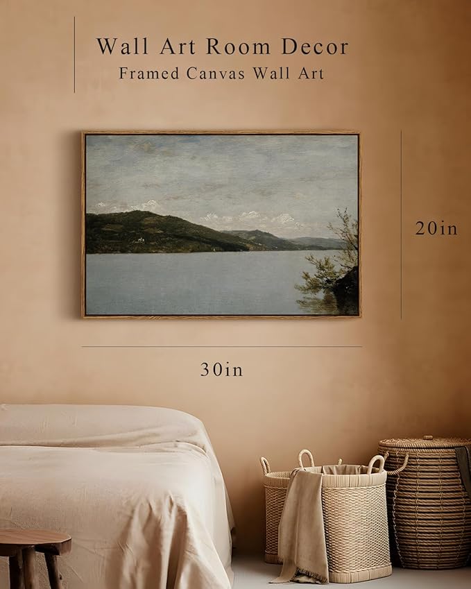 InSimSea Framed Canvas Wall Art Vintage Decor, Classical Landscape Paintings Artwork, Large Prints, Vintage Nature Decor, Retro Wall Decoration for Bedroom Living Room Bathroom, 20