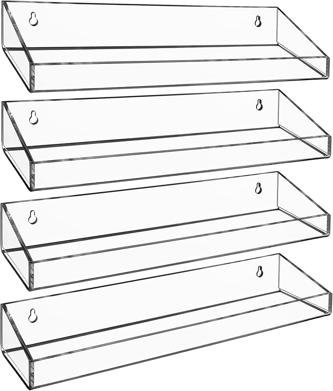 AMT 4 Pack Acrylic Floating Shelves, 15