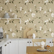 Floral Wallpaper Peel and Stick Vintage Flowers Contact Paper Waterproof Self Adhesive Removable Khaki Botanical Modern Wall Paper for Bedroom Walls Cabinet Locker 17.5