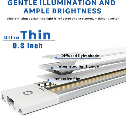 MYPLUS 12" Under Cabinet Lights, 5 Color Temps Under Counter Lights with Dimmable 285Lumens,49 LEDs,7W,Ultra Thin LED Light Bar Plug-in for Kitchen, Cabinet, Counter and Shelf