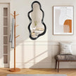 Asymmetrical Mirror Irregular Wall Mirror Modern Wood Frame Unique Mirrors Cute and Stylish Cloud Wavy Mirrors Decorative for Cloakroom Bedroom Living Room Bathroom Entryway 30