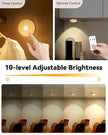 Rechargeable Puck Lights With Remote Control, 1500mAh Battery Operated Tap Lights, Dimmer & Timer Under Cabinet, Wireless LED Stick-On for Closet, Bedroom, Kitchen - Gold 3Pcs