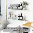 24 Inch Glass Bathroom Shelves,Brushed Gold Floating Shelves for Wall Rectangular Modern Stainless Steel Glass Shelf for Bathroom Shelves Wall Mounted