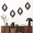 ZEXUIRU Set of 4 Wooden Rustic Wall Mirror Vintage Style Decorative Entry Mirror Farmhouse Wall Decoration for Living Room Bedroom Bathroom Kitchen