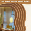 Wavy Wall Mirror for Cozy Home Decor, 14x28 Arched Wall Mounted Mirror with Velvet Touch for Girly Bedroom Decoration, Unique Home Accent for Modern Room Aesthetics (Brown)