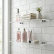 iobiotio Small Floating Shelves, 15'' Shelves for Wall, Decorative Floating Shelves for Home Office, Wall Mounted Rack, Clear, 2 Pcs