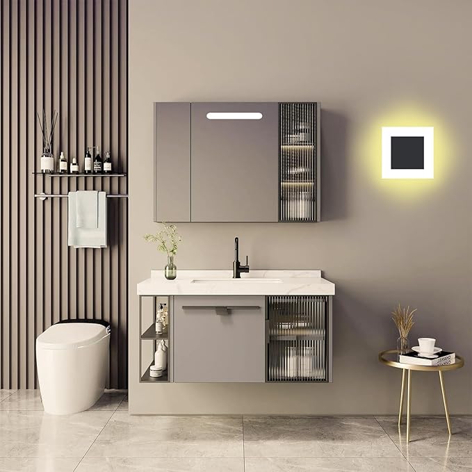 Kawell 10W Square Acrylic LED Wall Sconce Non-Dimmable Hardwired Black Wall Light Fixture for Bedroom, Living Room, Hallway Indoor Lighting, 3000K
