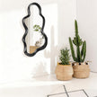 Asymmetrical Mirror Irregular Wall Mirror Modern Wood Frame Unique Mirrors Cute and Stylish Cloud Wavy Mirrors Decorative for Cloakroom Bedroom Living Room Bathroom Entryway 30