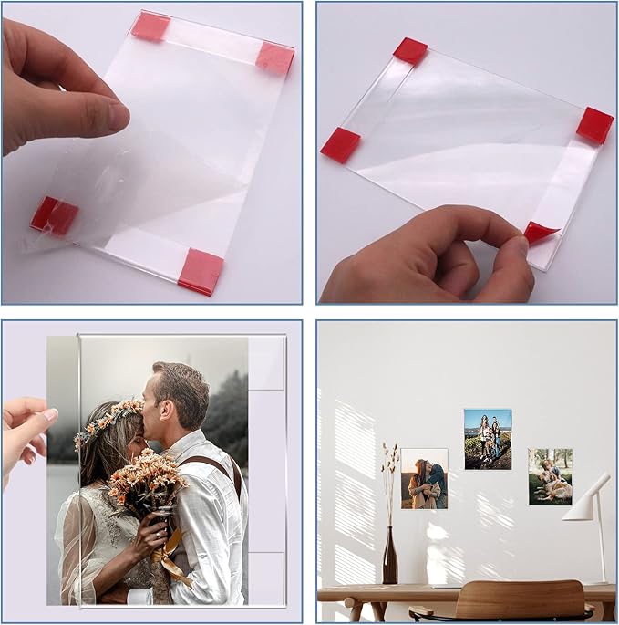 DZZ Clear Acrylic Photo Picture Frames Display Picture,Wall Mounting Clear for Home,School,office,-Vertical, 4x6, Set of 6