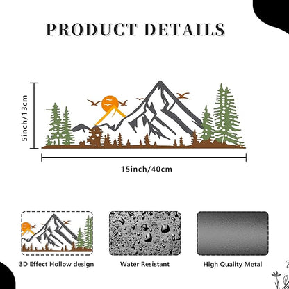 DICYWUDI Colorful Metal 15.7 x 5.3 inch Mountain Wall Decor – Minimalist Wall Art for or Indoor Kitchen Bathroom Bedroom Living Room Dining Room