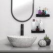Z metnal Small Glass Bathroom Shelves, Matte Black Floating Shelf, Mini Wall Shelf Organizer, Wall Mounted (Clear Glass, 8 inch/20cm)