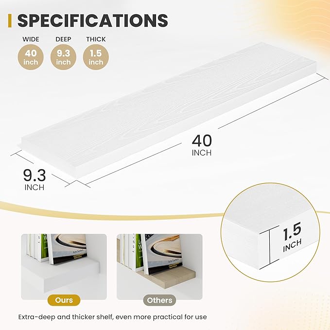 40 Inch Floating Shelves, 9.3