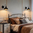 Lightess Dimmable Wall Sconces with Switch, Industrial Gooseneck Wall Light with Dimmer, Black Wall Mounted Bedside Lamps Set of Two