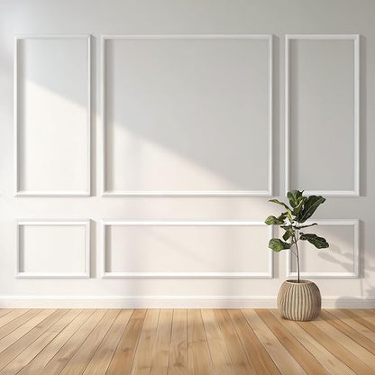 RELIANCER Peel and Stick Wall Molding Kit,34PCS Pre-Cut Door Molding Panels,3D Moulding Wainscoting Panel,Self Adhesive Walls Moulding Trim,Wall Modular Frames for Interior Walls Decor Home Bedroom