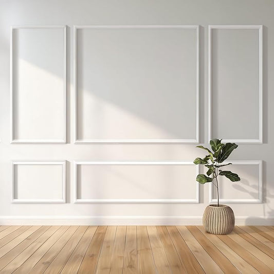 RELIANCER Peel and Stick Wall Molding Kit,34PCS Pre-Cut Door Molding Panels,3D Moulding Wainscoting Panel,Self Adhesive Walls Moulding Trim,Wall Modular Frames for Interior Walls Decor Home Bedroom