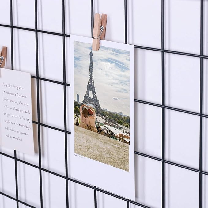 Wire Wall Grid Panel for Photo Display, DIY Iron Picture Frames Collage For Hanging Wall Decor, Foldable Multi Pictures Organizer with 12 Clips, 28'' X 22'' Inch.(2 Pack)