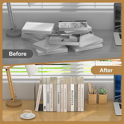 Bookends 8 Pieces, Tree Design Modern Metal Bookends for Shelves, Black Tree Book Ends Decorative Book Organizer for Desk, Decorative Shelve Book Stopper for Home Office