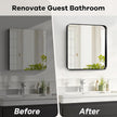 Bathroom Mirror for Over Sink - 24x24 Inch Black Matte Bathroom Mirrors for Vanity, Wall Mounted Rectangle Framed Mirror for Restroom, Fireplace, Living Room Decor