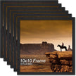 A PLUS MAX Square 10x10 Frame Set of 6, Black Engineered Wood Picture Frame for 10 x 10 Picture Poster Photo, Light Weight 10by10 Frame with Wood-grain for Wall - 6 Pack/Black/10 x10