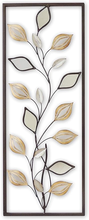All American Collection New Modern Chic Aluminum/Metal Wall Decor Frame 12"x30" (Leaves Mirrors)