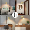 Plug in Wall Sconces with Remote Control, Adjustable Color Temperature 2700K-6000K and Dimmable Wall Sconces Gold Wall Lights with Plug in Cord for Bedroom Bedside Stairway(2 Pack, 2 Bulbs)