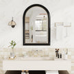 Axeman 24x36 Arched Wall Mirror, Decorative Bathroom Mirror, Traditional Vintage Wall Mounted Mirror with Beaded Frame for Accent Living Room Vanity Bedroom Entryway, Black