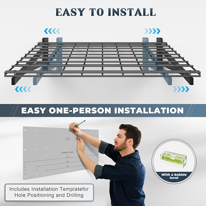 2 Pack Heavy Duty Garage Wall Shelving Set (2x3ft), Wall Mounted Garage Shelves 700lbs Capacity, 24